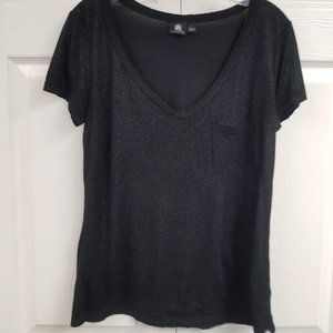 Rock & Republic Black Glitter Sparkle Women's Tee